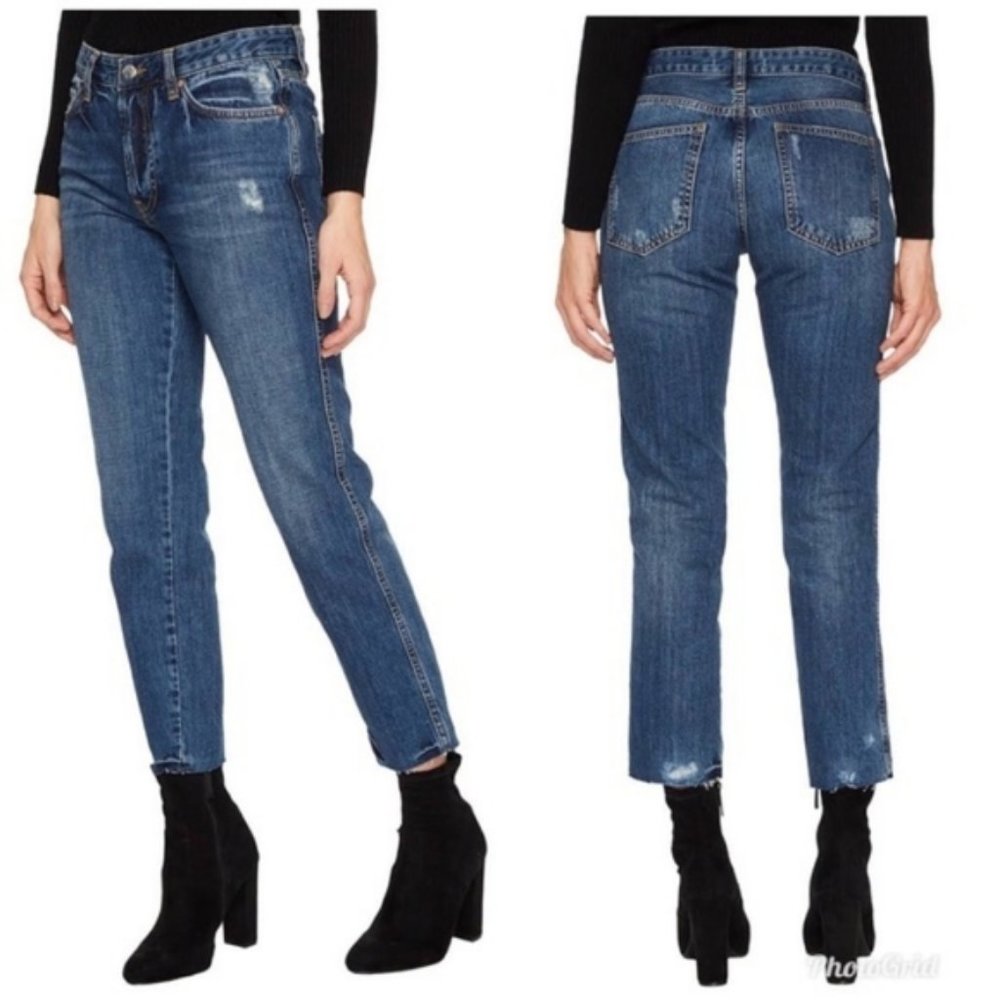 We The Free Distressed Button Fly Boyfriend Jeans